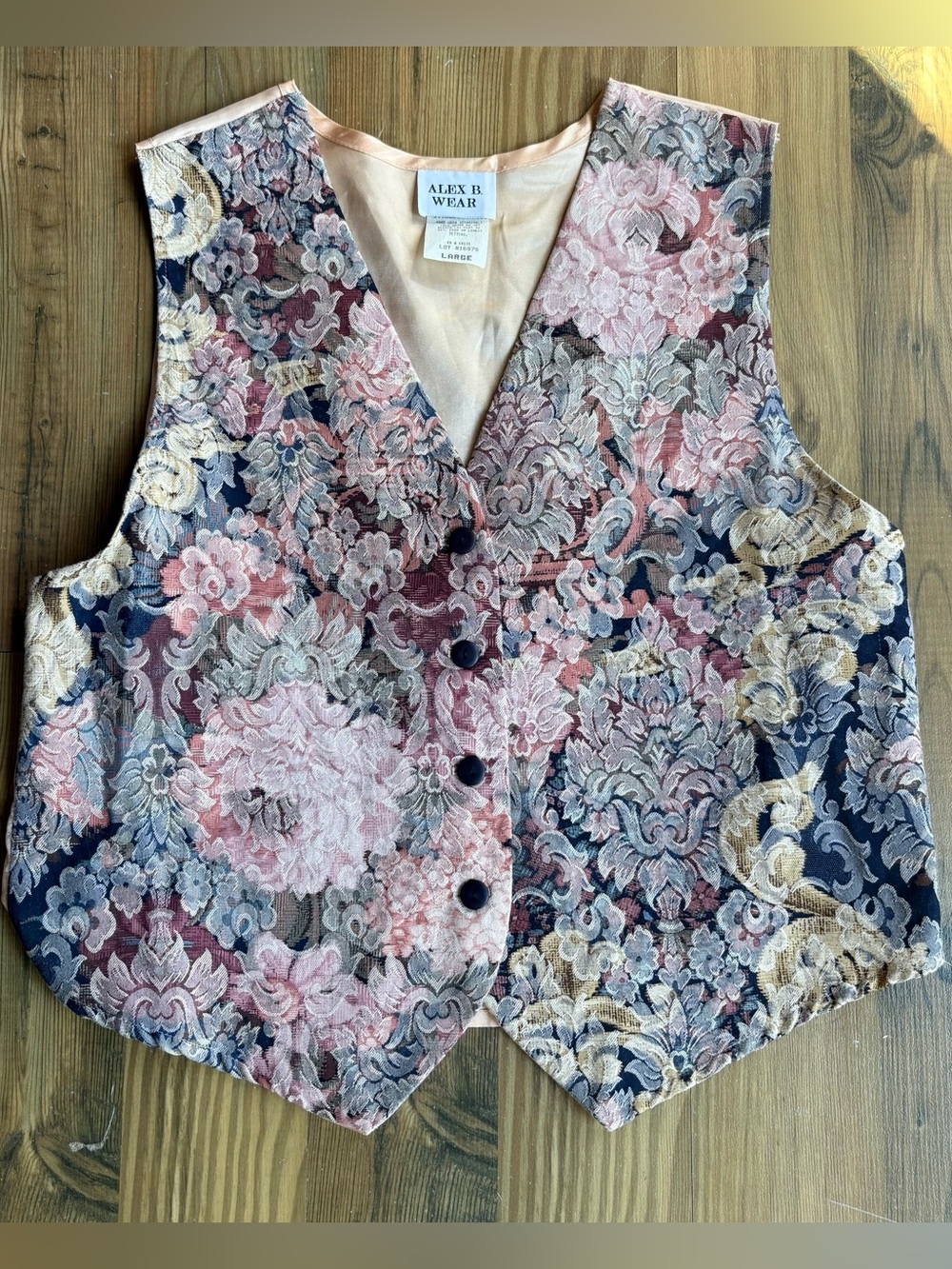 Alex Bwear Vintage Women's Floral Brocade Vest Sz L